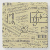 Vintage Musiknote Muster Musiker Steinuntersetzer (Vorderseite)