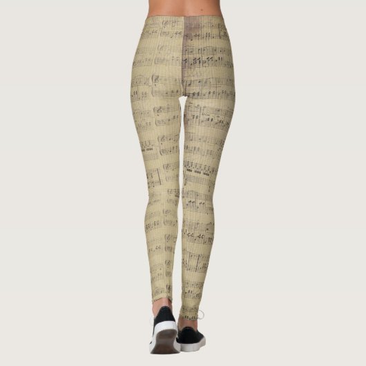 Vintage Musiknote Mustermusiker Leggings (Rückseite)