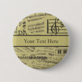 Vintage Musiknote Pattern Music Theme Musiker Button (Vorderseite)
