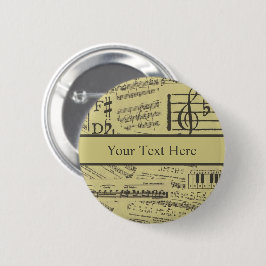 Vintage Musiknote Pattern Music Theme Musiker Button