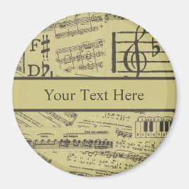 Vintage Musiknote Pattern Music Theme Musiker Magnet