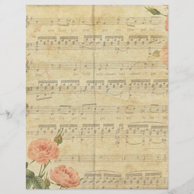 Vintage Musiknoten Blumenzeitschrift (Vorderseite)