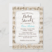 Vintage Musiknoten Elegante Babydusche Einladung (Vorderseite)