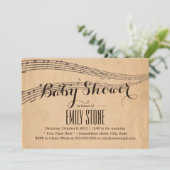 Vintage Musiknoten Musical Baby Dusche Einladung (Stehend Vorderseite)
