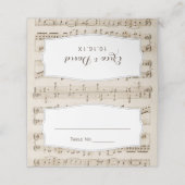 Vintage Musiknoten Musikalische Hochzeiten Platzka Platzkarte (Außenseite Aufgefaltet)