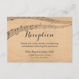 Vintage Musiknoten Musikhochzeit Empfang Begleitkarte
