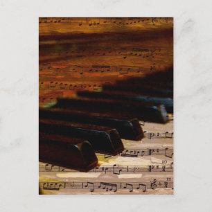 Vintage Musiknoten und Klavier Postkarte