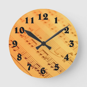 Vintage Musiknotenpapieruhr Runde Wanduhr