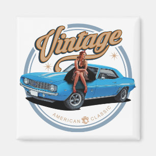 Vintage-Muskelauto aus den Sechzigern Magnet