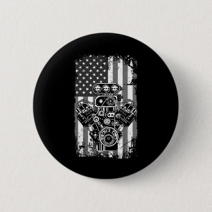 Vintage-Muskelauto-Kolben-Amerikanische-Flagge-Lus Button