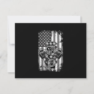 Vintage-Muskelauto-Kolben-Amerikanische-Flagge-Lus Einladung