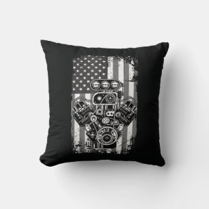 Vintage-Muskelauto-Kolben-Amerikanische-Flagge-Lus Kissen