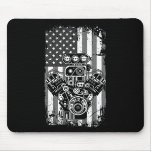 Vintage-Muskelauto-Kolben-Amerikanische-Flagge-Lus Mousepad