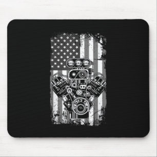 Vintage-Muskelauto-Kolben-Amerikanische-Flagge-Lus Mousepad