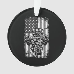 Vintage-Muskelauto-Kolben-Amerikanische-Flagge-Lus Ornament
