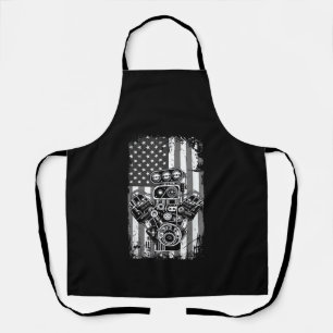 Vintage-Muskelauto-Kolben-Amerikanische-Flagge-Lus Schürze