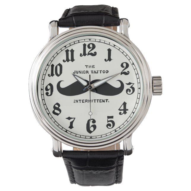Vintage Mustache Lederstraßenüberwachung mit Zahle Armbanduhr (Vorderseite)