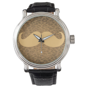 Vintage Mustache on Leopard Armbanduhr