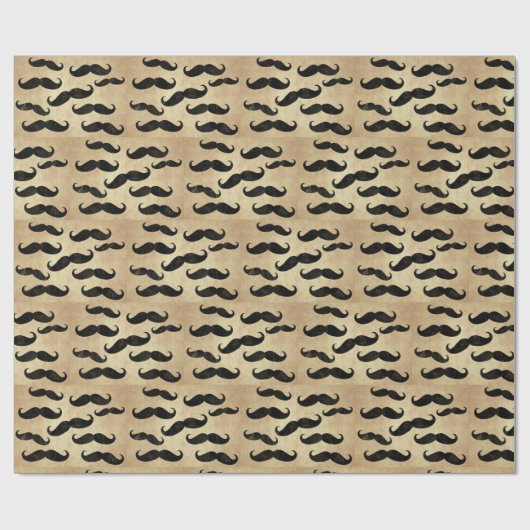 Vintage Mustaches Männermuster Geschenkpapier (Flach)