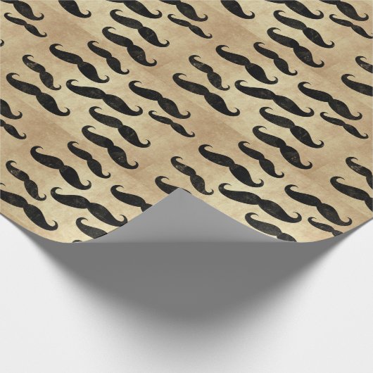 Vintage Mustaches Männermuster Geschenkpapier (Ecke)