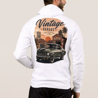 Vintage Mustang Route 66 Garage Sonnenuntergang Gr Hoodie