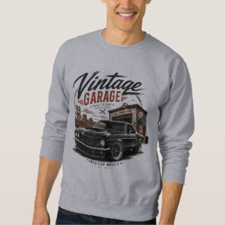 Vintage Mustang Route 66 Garage Sonnenuntergang Gr Sweatshirt