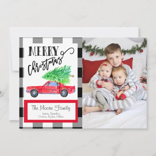 Vintage Mustang Weihnachtsfotokarte Feiertagskarte (Vorderseite)