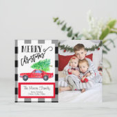 Vintage Mustang Weihnachtsfotokarte Feiertagskarte (Stehend Vorderseite)