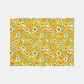 Vintage Mustard Yellow Floral Flowers Pattern Fleecedecke (Vorderseite (Horizontal))