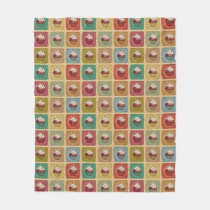 Vintage-Muster aus Cupcakes Fleecedecke