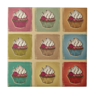 Vintage-Muster aus Cupcakes Fliese