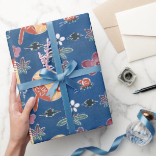 Vintage-Muster Bingata: Fächer, Ume-Blüten, Ahorn Geschenkpapier