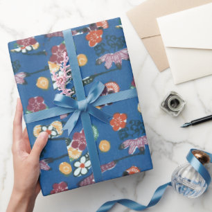 Vintage-Muster Bingata: Kiefer, Bambus und Ume b.. Geschenkpapier