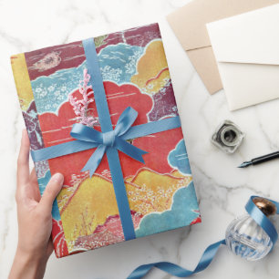 Vintage-Muster Bingata: Kranich und Schildkröte Geschenkpapier