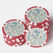 Vintage Muster für Lila Blume und Vögel Pokerchips (Stapel)