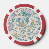 Vintage Muster für Lila Blume und Vögel Pokerchips (Rückseite)