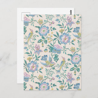 Vintage Muster für Lila Blume und Vögel Postkarte