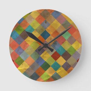 Vintage-Muster. Geometrisch. Runde Wanduhr