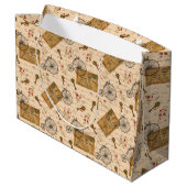 Vintage-Muster Große Geschenktüte (Rückseite Schrägansicht)
