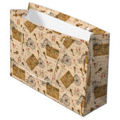 Vintage-Muster Große Geschenktüte (Vorderseite Schrägansicht)