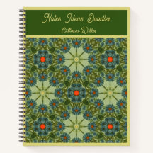Vintage-Muster in Grün mit blauen Blumen