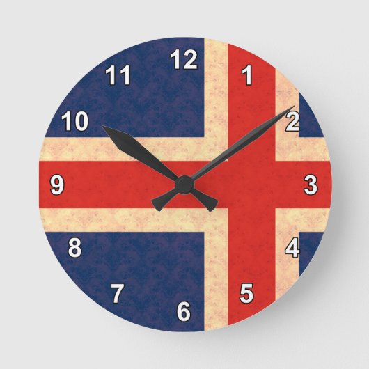 Vintage Muster-Isländer-Flagge Runde Wanduhr (Vorderseite)