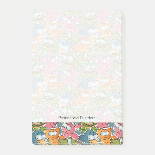Vintage-Muster mit Cartoon-Tieren Post-it Klebezettel (Vorderseite)