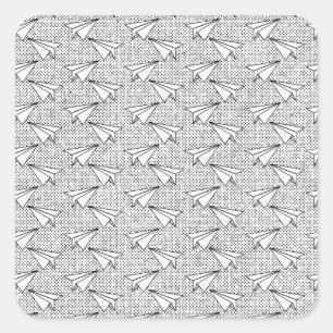 Vintage Muster mit Papierflugzeugen. Quadratischer Aufkleber