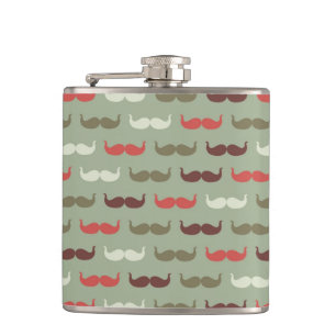 Vintage-Muster mit Schnurrbart Flachmann