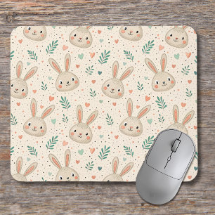 Vintage-Muster mit winzigen Hasengesichtern und Ro Mousepad