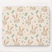 Vintage-Muster mit winzigen Hasengesichtern und Ro Mousepad (Vorne)