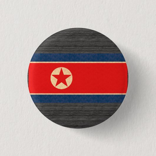 Vintage Muster-Nordkoreaner-Flagge Button (Vorderseite)