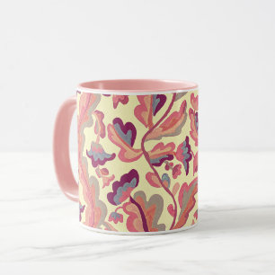 Vintage-Muster Rosa Pfirsich Retro-Stil Tasse