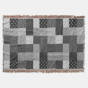 Vintage Musterquadrate für Schwarzweißpatchwork Decke